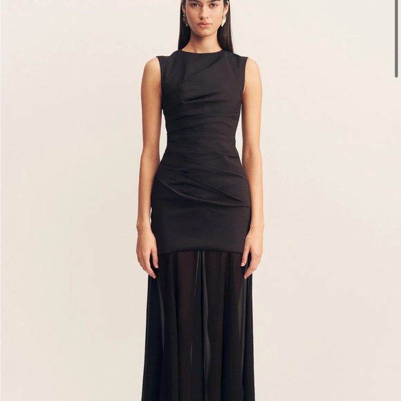 Blainey Open Back Draped Maxi Dress - Black Shona Joy - Picture 1 of 4